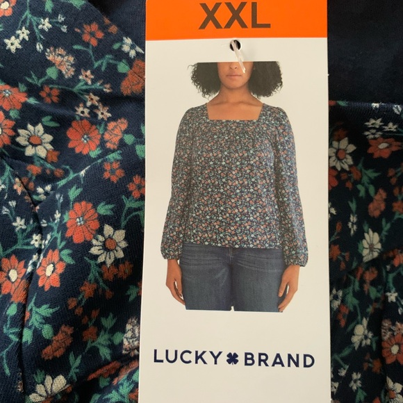 New Lucky Brand Printed Floral Peasant Blouse, Size: XXL - Picture 2 of 7